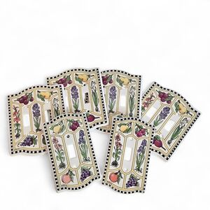 Santa Barbara Ceramic Fruit Flowers Switch Plates Set 6 Cottage Kitchen Decor
